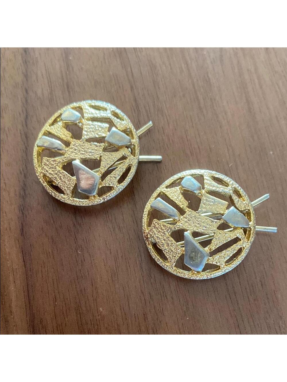 Vintage Gold and Silver Geometric Hair Clips